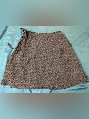 The Limited Brown Geometric Asymmetrical Wrap Skirt light weight Sz M 25 waist